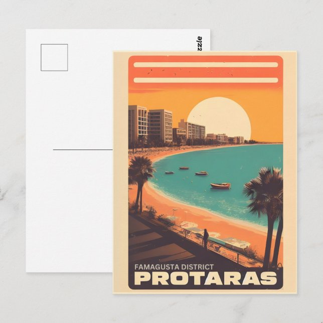 vintage Protaras cyprus holiday on beach gift Postcard (Front/Back)