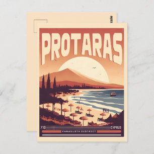 vintage Protaras cyprus holiday on beach gift Postcard