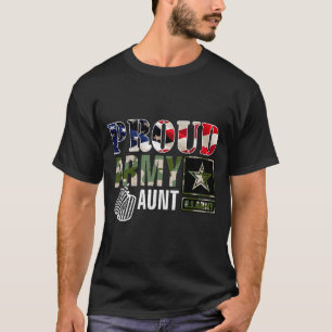 Vintage Proud Army Aunt Camo With Aamerican Flag T-Shirt