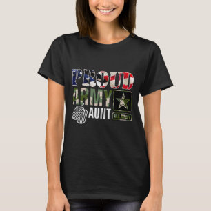Vintage Proud Army Aunt Camo With Aamerican Flag T-Shirt