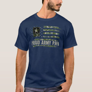 Vintage Proud Army Papa Camo American Flag Veteran T-Shirt