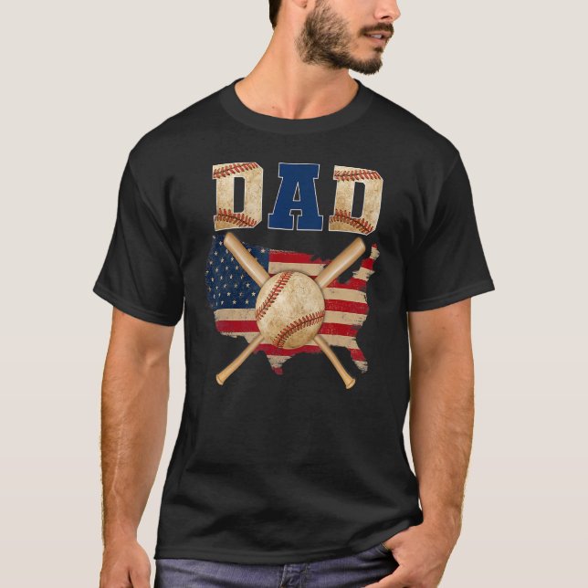 Vintage Proud Dad Cool American Flag T-Shirt (Front)