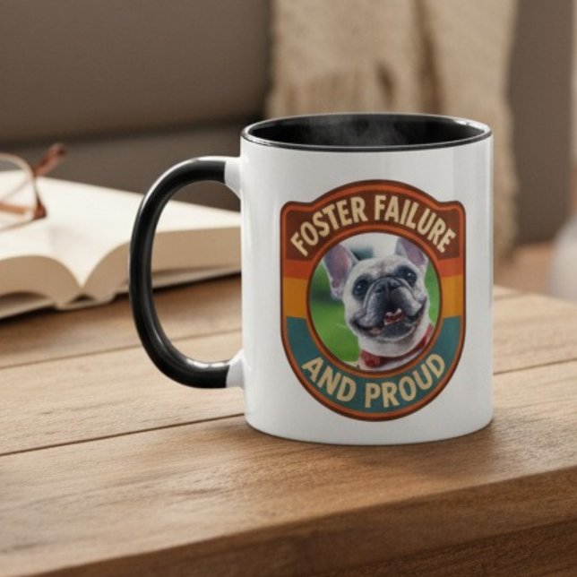 Vintage Proud Foster Failure Pet Parent Gift Mug (Animal foster supporter pet photo mug)