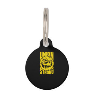 Vintage Proud Labour Day Workers Union Strong Fist Pet Tag