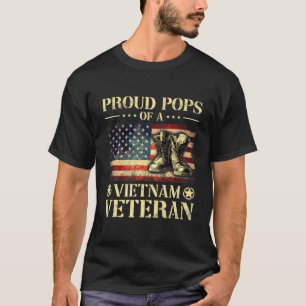 Vintage Proud Pops Vietnam Veteran USA Flag 4Th Of T-Shirt