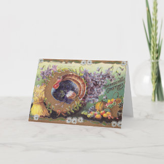 Vintage proud turkey celebrating the big day! holiday card