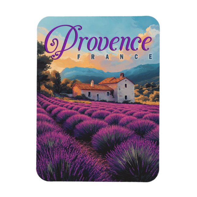 Vintage Provence Lavender Fields Travel Magnet (Vertical)