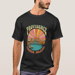 Vintage Providence Rhode Island Skyline Cityscape T-Shirt