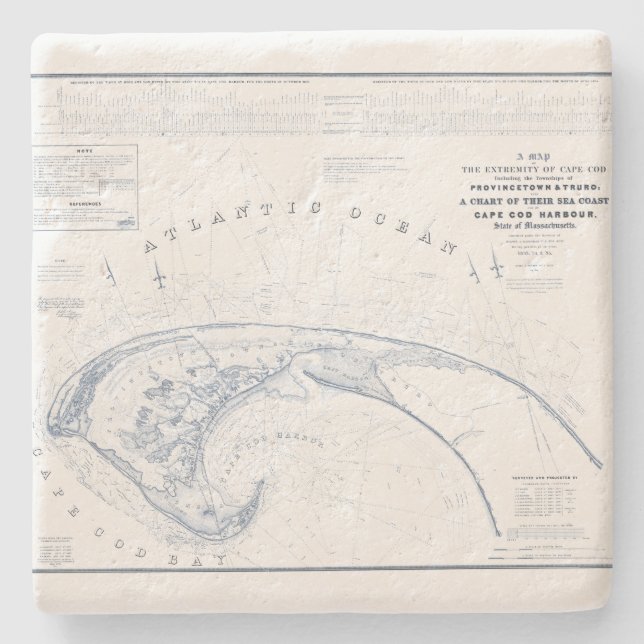 Vintage Provincetown Cape Cod Map Stone Coaster (Front)