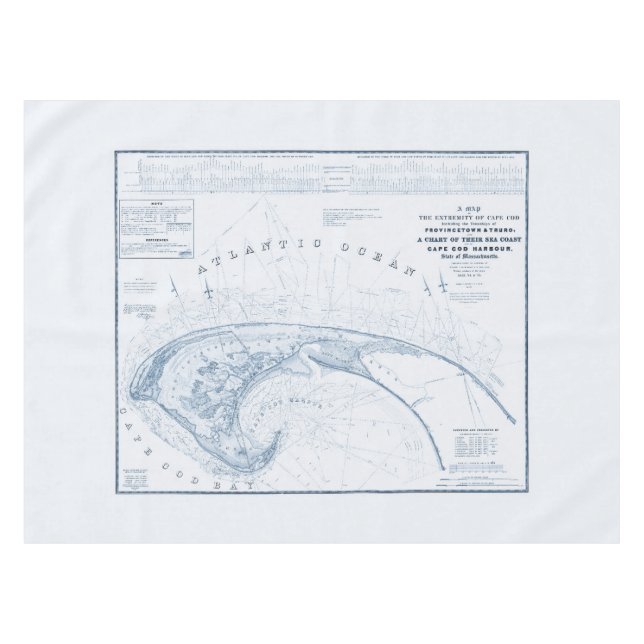 Vintage Provincetown Cape Cod Map Tablecloth (Front (Horizontal))