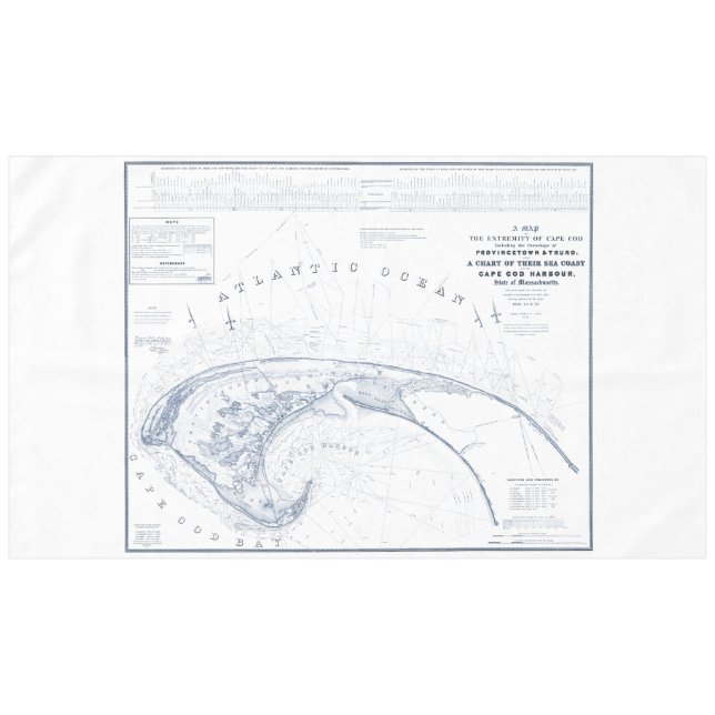 Vintage Provincetown Cape Cod Map Tablecloth (Front (Horizontal))