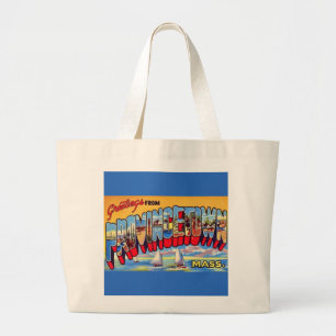 Vintage Provincetown MA Greetings Postcard Large Tote Bag
