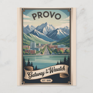 Vintage Provo Utah Retro Travel Poster Illustratio Holiday Postcard