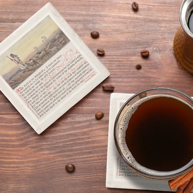 Vintage Psalm 23 Biblical Scripture  Stone Coaster (Creator Uploaded)