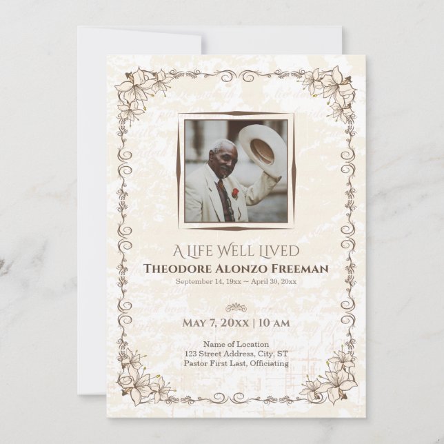 Vintage Psalm 23 Memorial Program Invitation (Front)