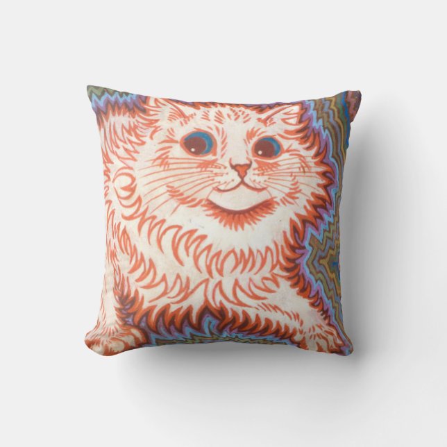 Vintage Psychedelic Cat By Louis Wain Cushion (Front)