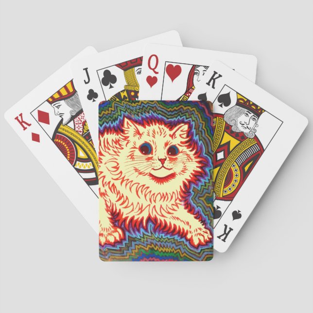 Vintage Psychedelic Cat by Louis Wain Playing Cards (Back)