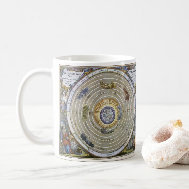 Vintage Ptolemaic Planisphere by Andreas Cellarius Coffee Mug (With Donut)