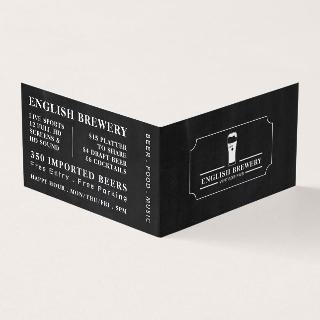Vintage Pub Chalkboard, Pub/Brewery, Detailed Business Card (Outside)