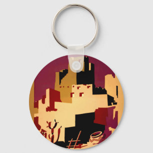 Vintage Pueblos of the Southwest WPA Poster Art Key Ring