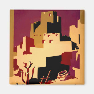 Vintage Pueblos of the Southwest WPA Poster Art Magnet