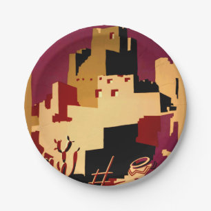 Vintage Pueblos of the Southwest WPA Poster Art Paper Plate