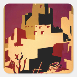 Vintage Pueblos of the Southwest WPA Poster Art Square Sticker