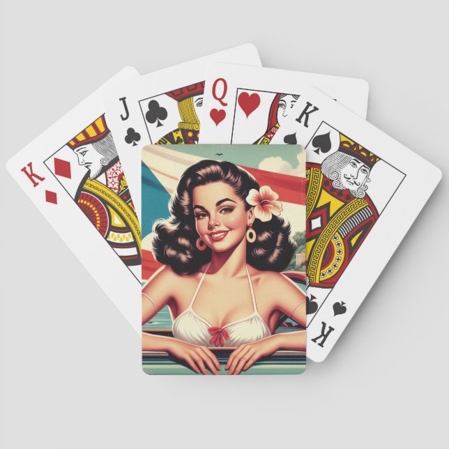 Vintage Puerto Rican Girl Playing Cards (Back)