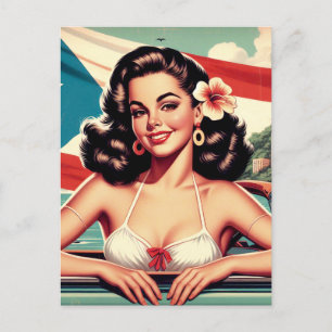Vintage Puerto Rican Girl Postcard