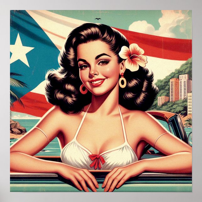 Vintage Puerto Rican Girl Poster (Front)