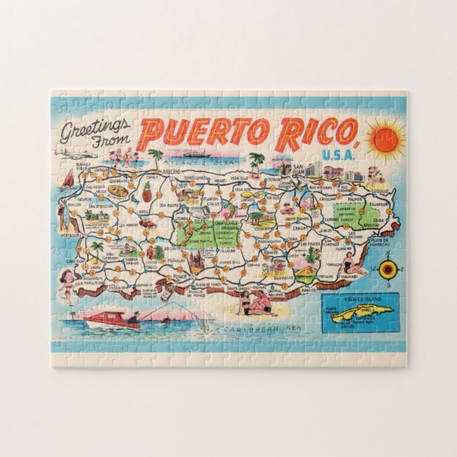 Vintage Puerto rico Map Jigsaw Puzzle (Horizontal)