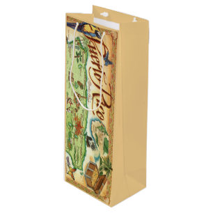 Vintage Puerto Rico Map Wine Bag
