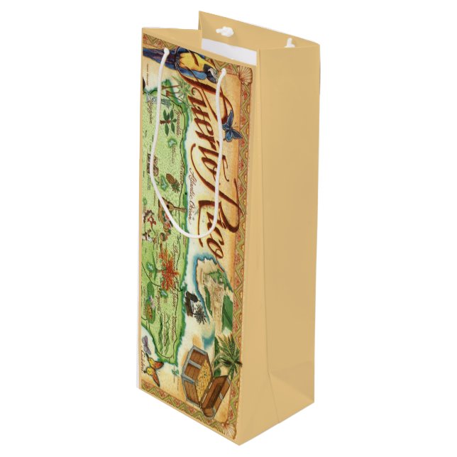 Vintage Puerto Rico Map Wine Bag (Front Angled)