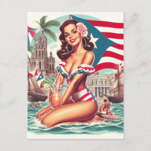 Vintage Puerto Rico Pin-Up Postcard