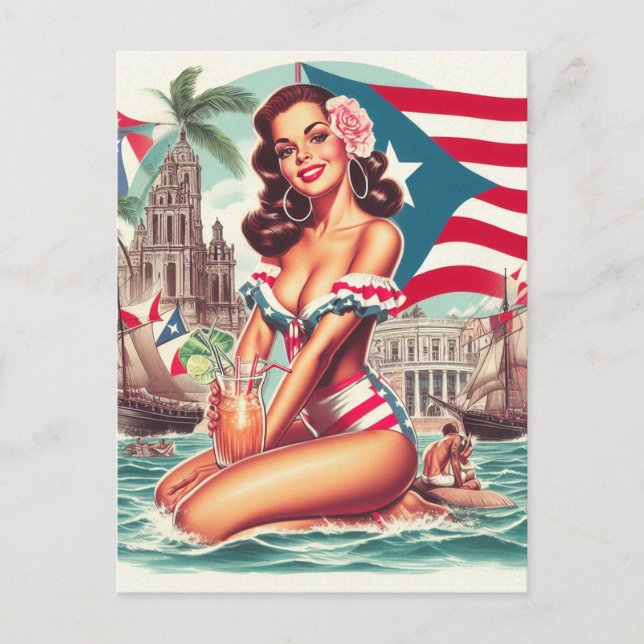 Vintage Puerto Rico Pin-Up Postcard (Front)