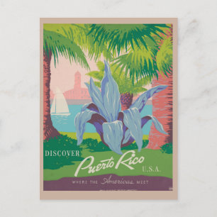Vintage Puerto Rico Retro Beach Travel Postcard