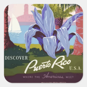 Vintage Puerto Rico Square Stickers