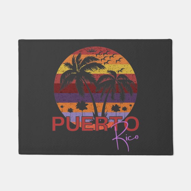 Vintage Puerto Rico Summer Beach Doormat (Front)