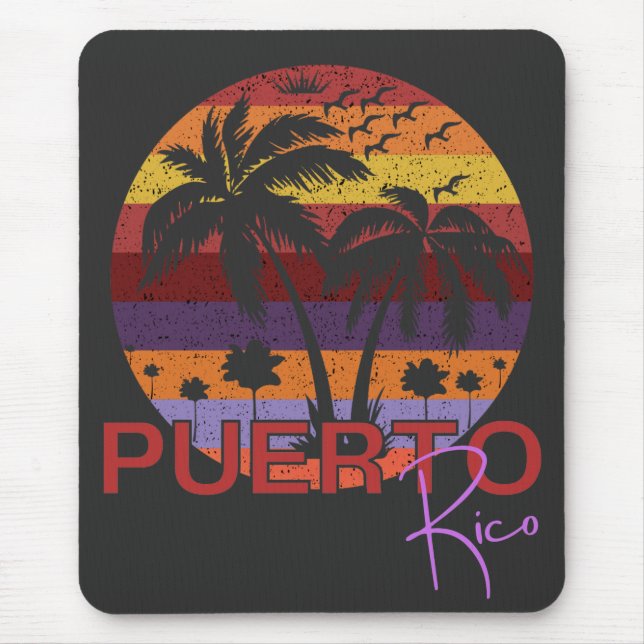 Vintage Puerto Rico Summer Beach Mouse Mat (Front)