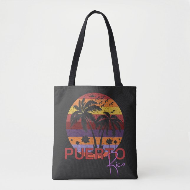 Vintage Puerto Rico Summer Beach Tote Bag (Front)
