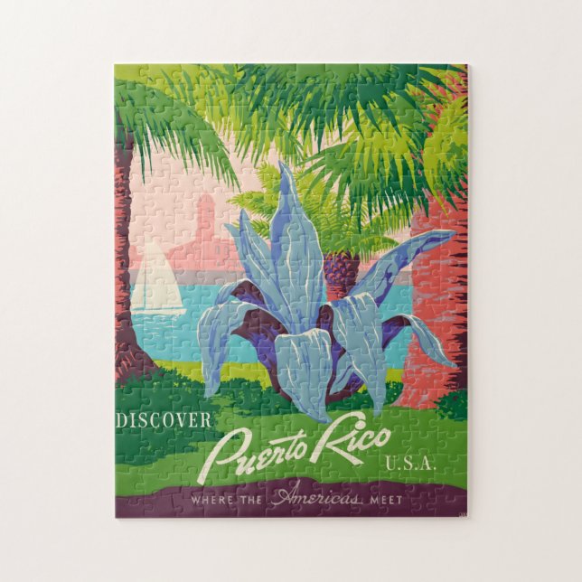 Vintage Puerto Rico Travel Art Ilustration Jigsaw Puzzle (Vertical)