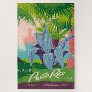 Vintage Puerto Rico Travel Art Ilustration Jigsaw Puzzle