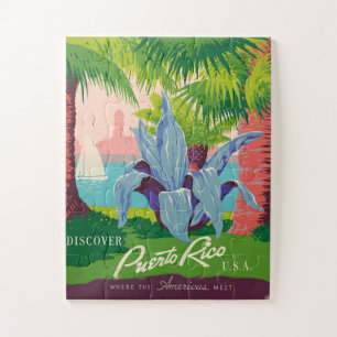 Vintage Puerto Rico Travel Art Ilustration Jigsaw Puzzle