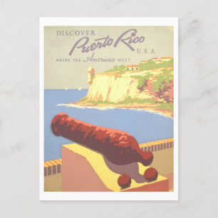 Vintage Puerto Rico Travel Poster Postcard