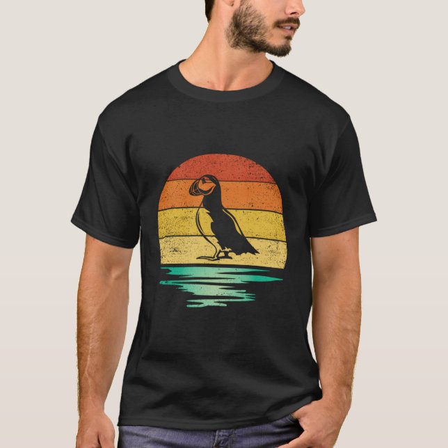 Vintage Puffin Bird Retro Sunset Puffin T-Shirt (Front)
