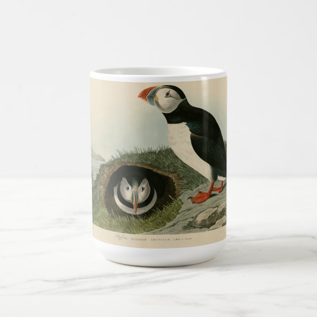 Vintage Puffin Illustration Coffee Mug (Center)