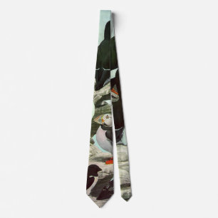 Vintage Puffins and Aquatic Birds by Louis Fuertes Tie