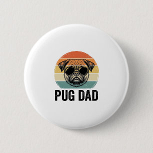 Vintage Pug Dad Engraving Dog Lover Design_1 6 Cm Round Badge