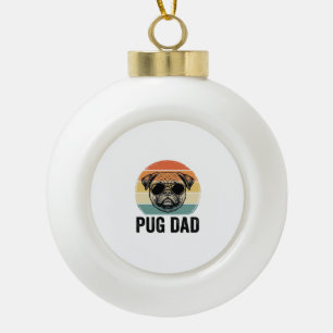 Vintage Pug Dad Engraving Dog Lover Design_1 Ceramic Ball Christmas Ornament