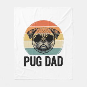 Vintage Pug Dad Engraving Dog Lover Design_1 Fleece Blanket